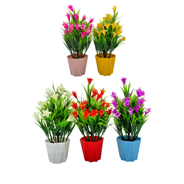 RANI'S CRAFTS Plastic Small Mini Set Of 5 Artificial Plant With Pot Artificial Potted Plants Set Of 5 Home Decor Indoor Small Plants Pot Flowers For Table Desk Decoration (RV-AP4)
