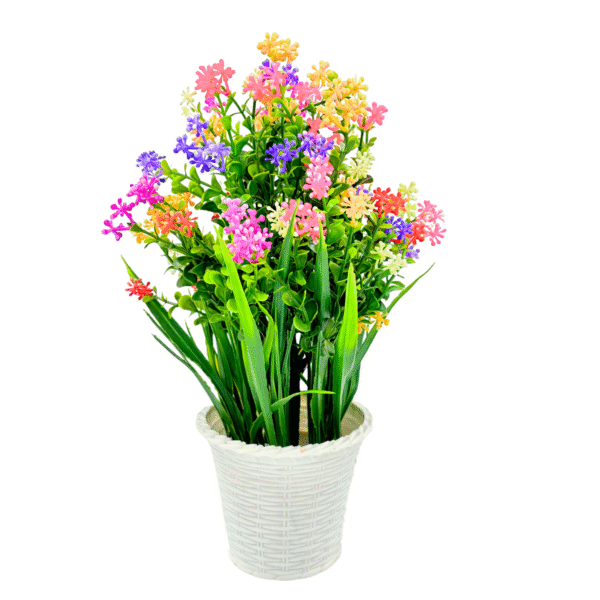 Wild Artificial Flower Plants With Cute Hexa Pot Flower Plant For Home Office Décor Tabletop And Desk Decoration Artificial Flower For Balcony Indoor Décor (RV-AP5)